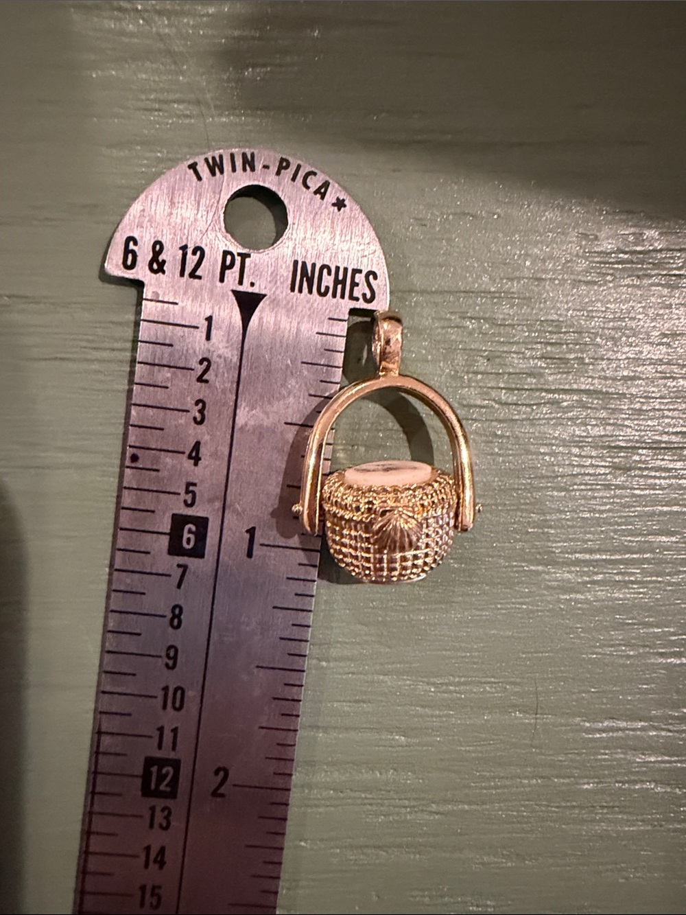 Gold-Tone Miniature Basket Charm Pendant